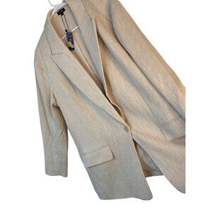 Express Womens Single Button Textured Blazer XL Beige Rayon/Nylon Blend 9037